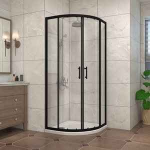 Quadrant Shower Enclosure Sliding Door Corner Wet Room Matte Black
