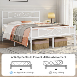 White / Double Metal Bed Frame with Curved Design shot 7448996