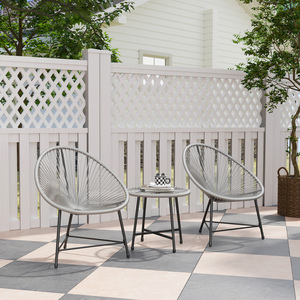 Outsunny Rattan Bistro Set with Acapulco Chairs, Grey
