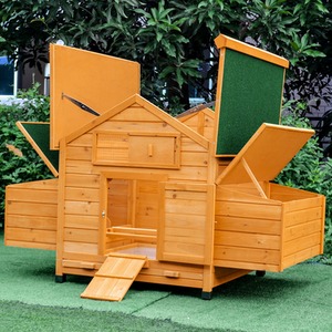 PawHut Wooden Chicken Coop with Nesting Boxes Tray for 2-4 Small Animals