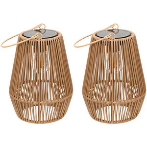 2 Pack Solar Powered Outdoor Faux Bamboo Lanterns