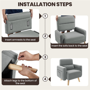Light Grey / Polyester, Fabric, Rubberwood, Foam Yaheetech Small Fabric Loveseat Sofa with Pillows shot 7664499