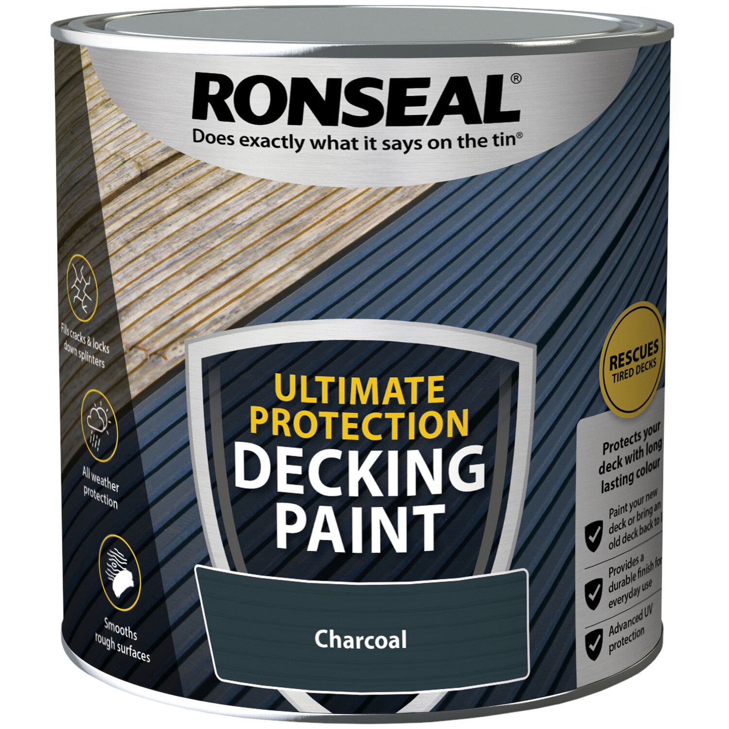 Ronseal Ultimate Protection Charcoal Decking Paint 2.5L - Grey - Wilko