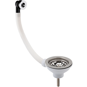 Fireclay Kitchen Sink Strainer Waste with Overflow Chrome 90mm