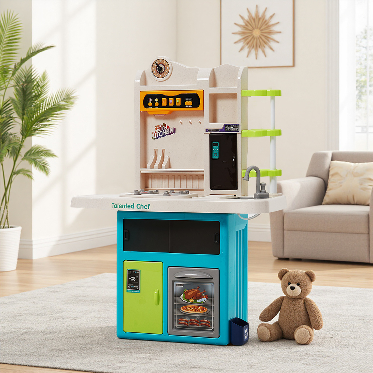 Kidkid Role Play Kitchen Toy with Water Spray and Sound Effects - Multi-colour
