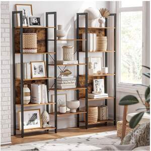 VASAGLE Bookcase, Bookshelf with 14 Shelves, Metal Frame