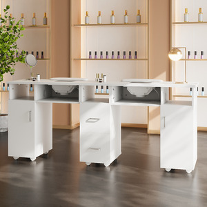 Mobile Double Manicure Table with Dust Collectors and Drawers