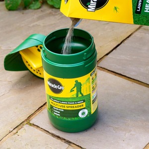 Garden Hand Spreader Jug Multi Use Grass Seed Plant Food Spreader