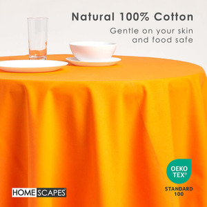 Orange Plain Cotton Round Tablecloth shot 9903655