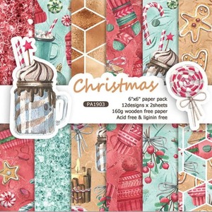 Pack of 24 Sheets Cute Christmas Scrapbook Paper