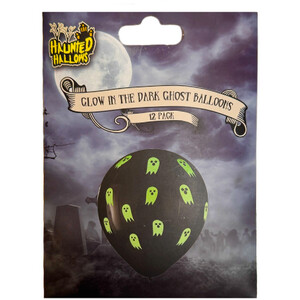 Pack of 12 Glow in the Dark Ghost Balloons