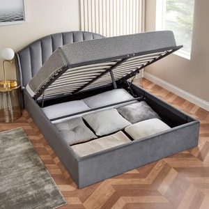 Curved Winged Velvet Ottoman Bed Frame