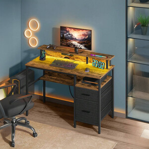 VASAGLE Gaming Desk with LED Lights