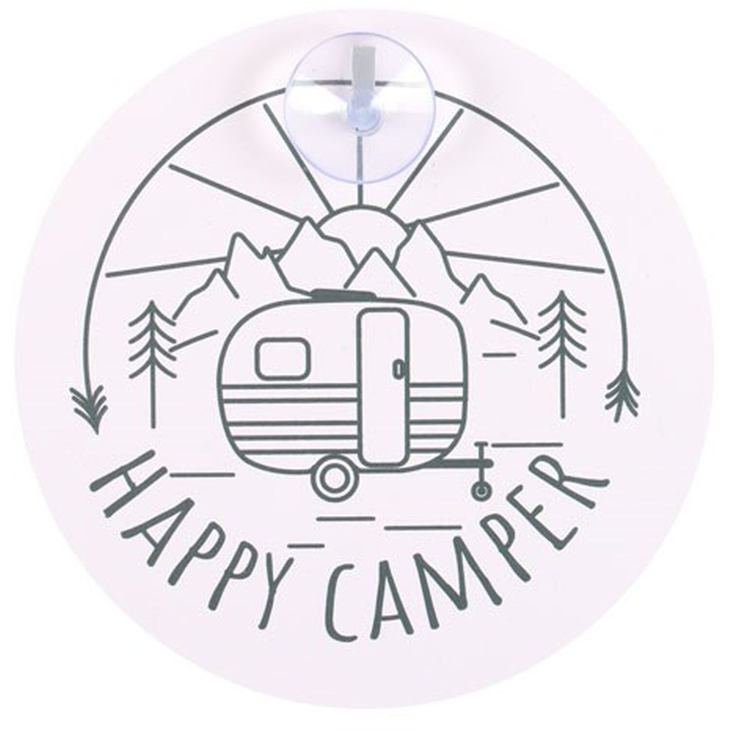 Happy Camper Window Sign For Outdoor Enthusiasts - White