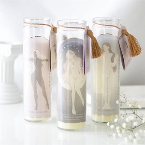 Athena Goddess Candle With Clear Quartz For Clarity
