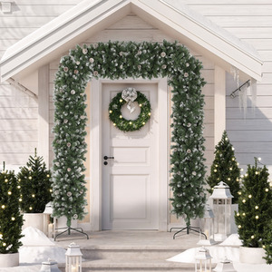 HOMCOM 8.2 ft Snow Frosted Christmas Tree Arch Doorway Decor with 1800 Tips