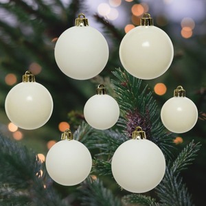 30 Wool White Christmas Tree Baubles Shatterproof 4cm 5cm 6cm