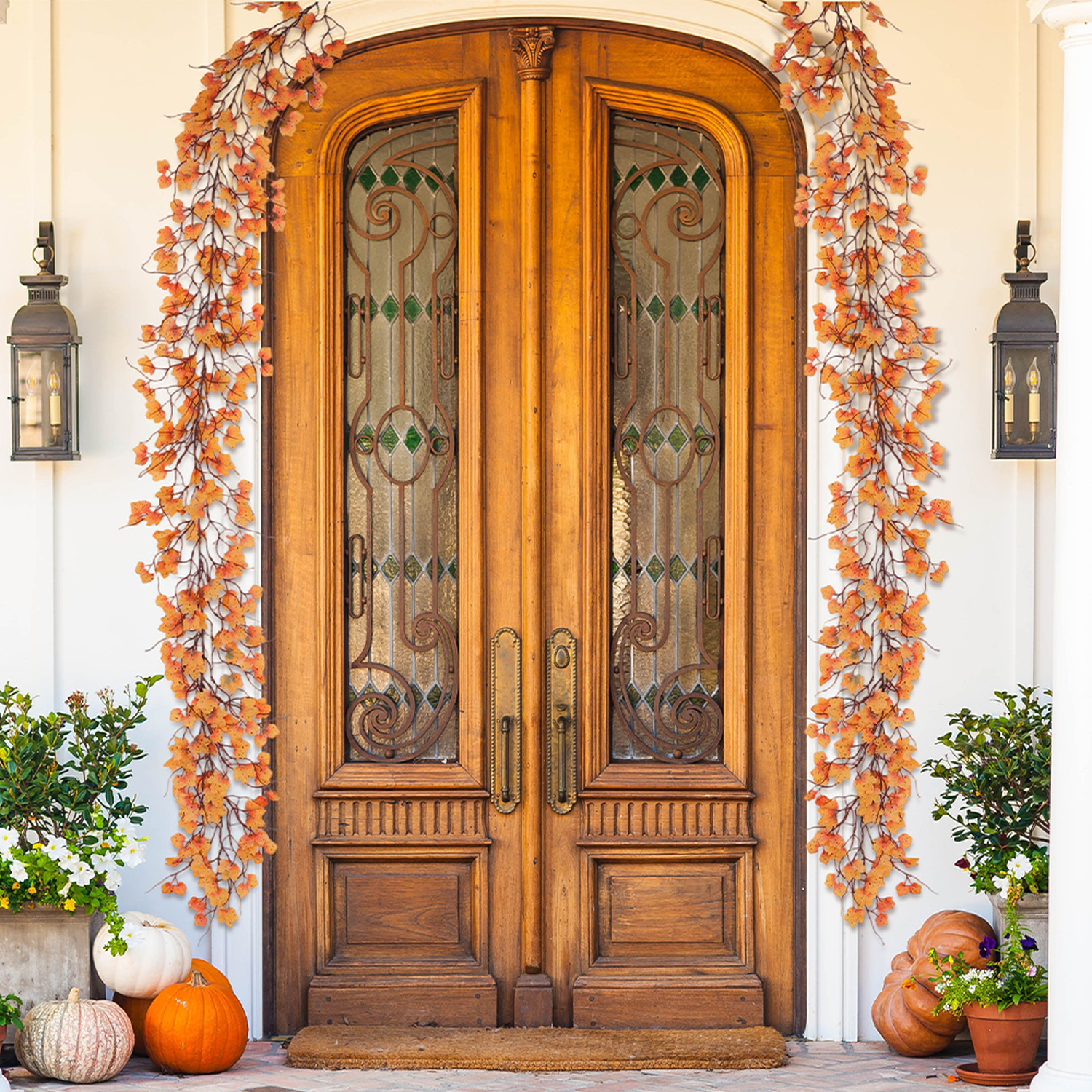 Lifeideas Autumn Artificial Maple Leaf Garland - Orange