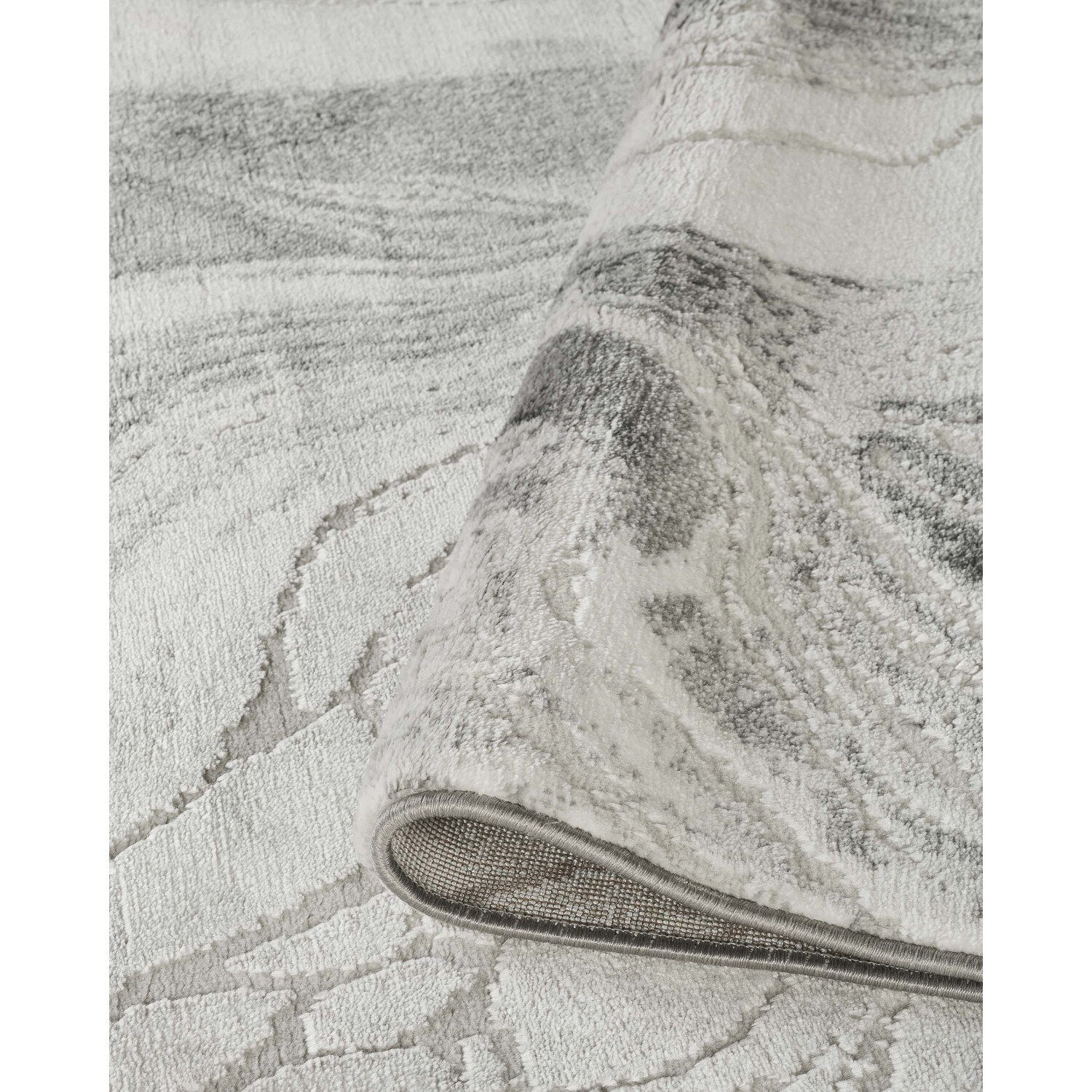Novu Modern Abstract Action Living Room Area Rug Metallic Sheen- Stream ...