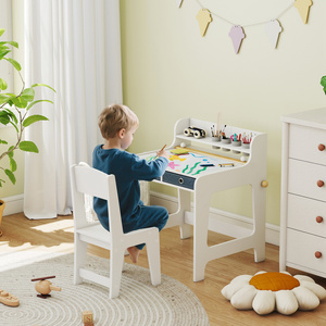 Kids Art Desk and Chair Set with Drawers for Small Spaces