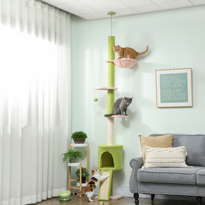 PawHut 5-Tier Floor to Ceiling Cat Tree with Adjustable Height
