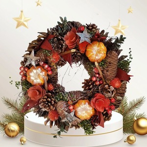 38cm Large Autumn Door Wreath Decorative Orange Pumpkin Foliage