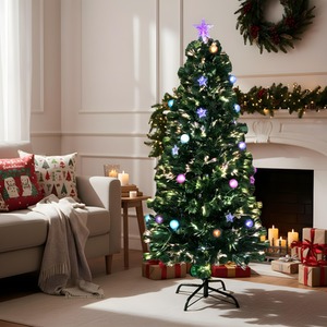 Bauble and Star LED Fibre Optic Christmas Tree