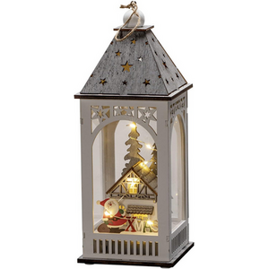 Christmas Wooden Santa Village Scene Lantern