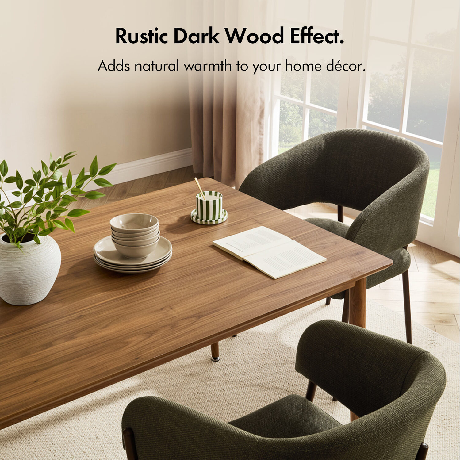 Burton Rectangular Dining Table Wood Effect - Dark Brown 150cm