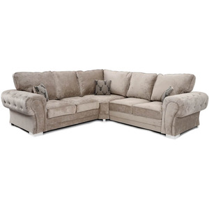 Hampton 5 Seater 2C2 Full Back Fabric Corner Sofa Beige