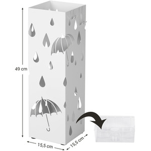Metal Umbrella Stand with Drip Tray and Hooks