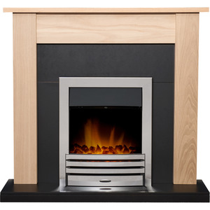 Adam Southwold Fireplace in Oak Black with Eclipse Electric Fire in Chrome