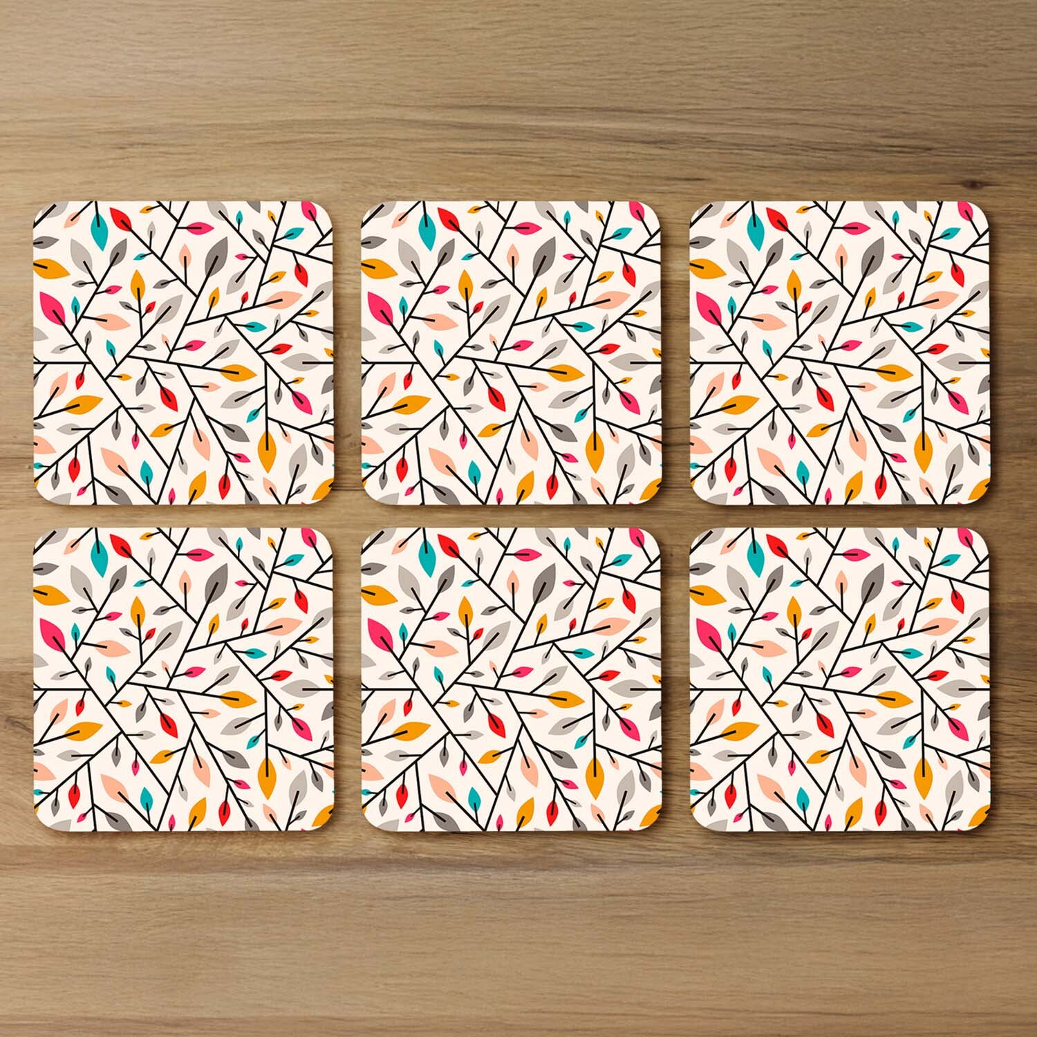 Autumn Leaves And Twigs Coaster - Orange