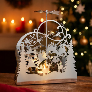 Christmas Scene Metal Teal Light Holder