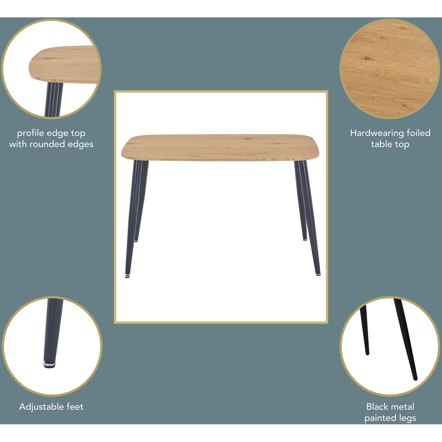 Aspen Light Oak Rectangular Table And 4 Swivel Dining Chairs - Light Grey