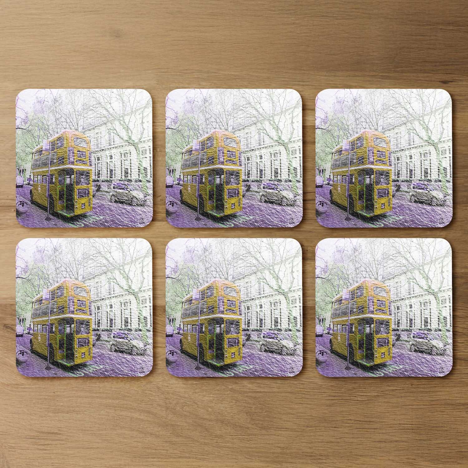 London Bus Yellow Rear Coaster - Yellow