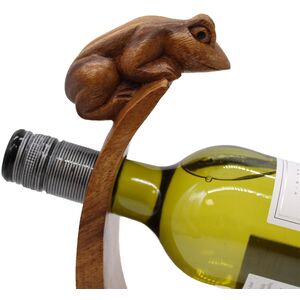 Frog Balance Wine Holder - Unique Suar Wood