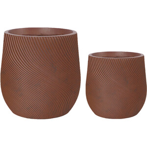 Set of 2 Spiral Finish Clay Pots