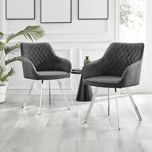 2x Falun Fabric Silver Leg Dining Chairs