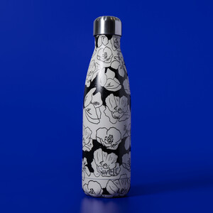 S'well Charcoal Bloom Water Bottle, Black  White, Stainless Steel Copper, 500ml