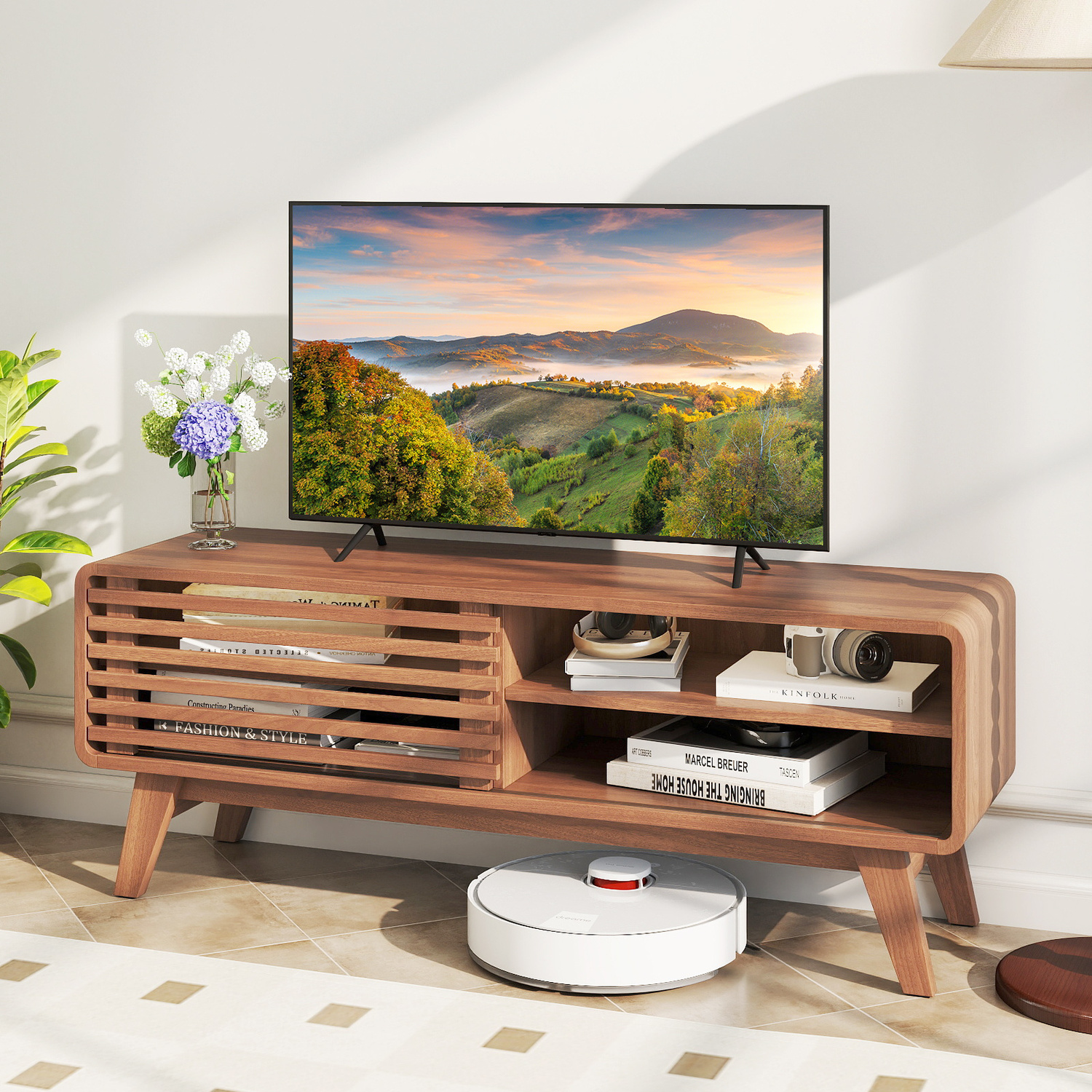 Modern Mid Century Tv Cabinet - Brown