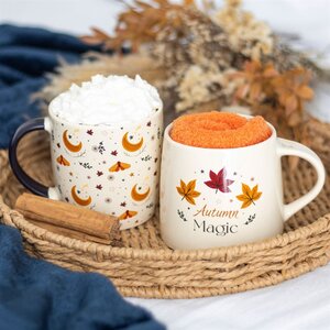 Autumn Magic Mug Socks Gift Set Cozy Harvest Moon Celestial Comfort