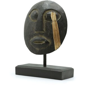 Timor Tribal Decorative Mask Black Handcrafted Indonesian Art