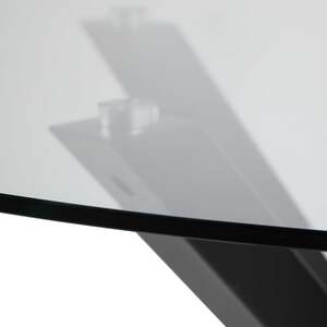 Perth 119cm Round Tempered Glass Dining Table with Matte Black Metal Cross Base - Seats 4