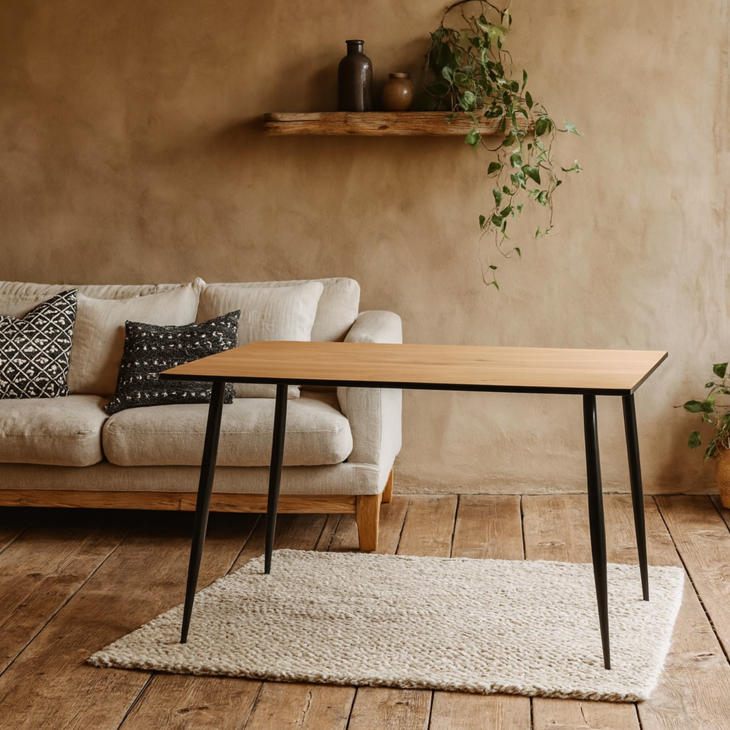 Venice 6-Seater Wild Oak-Effect Rectangular Dining Table - Natural