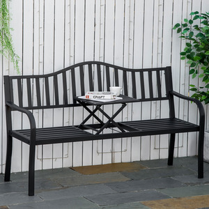 Outsunny Outdoor Bench with Liftable Middle Table, Patio Loveseat