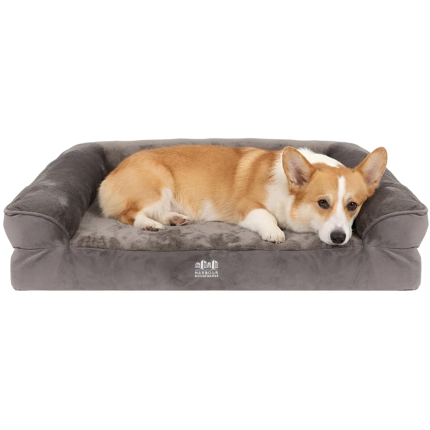Harbour Housewares Deluxe Waterproof Dog Bed - Grey / 71Cm