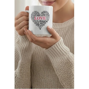 Love Typography Ceramic Mug Valentines Romantic Gift