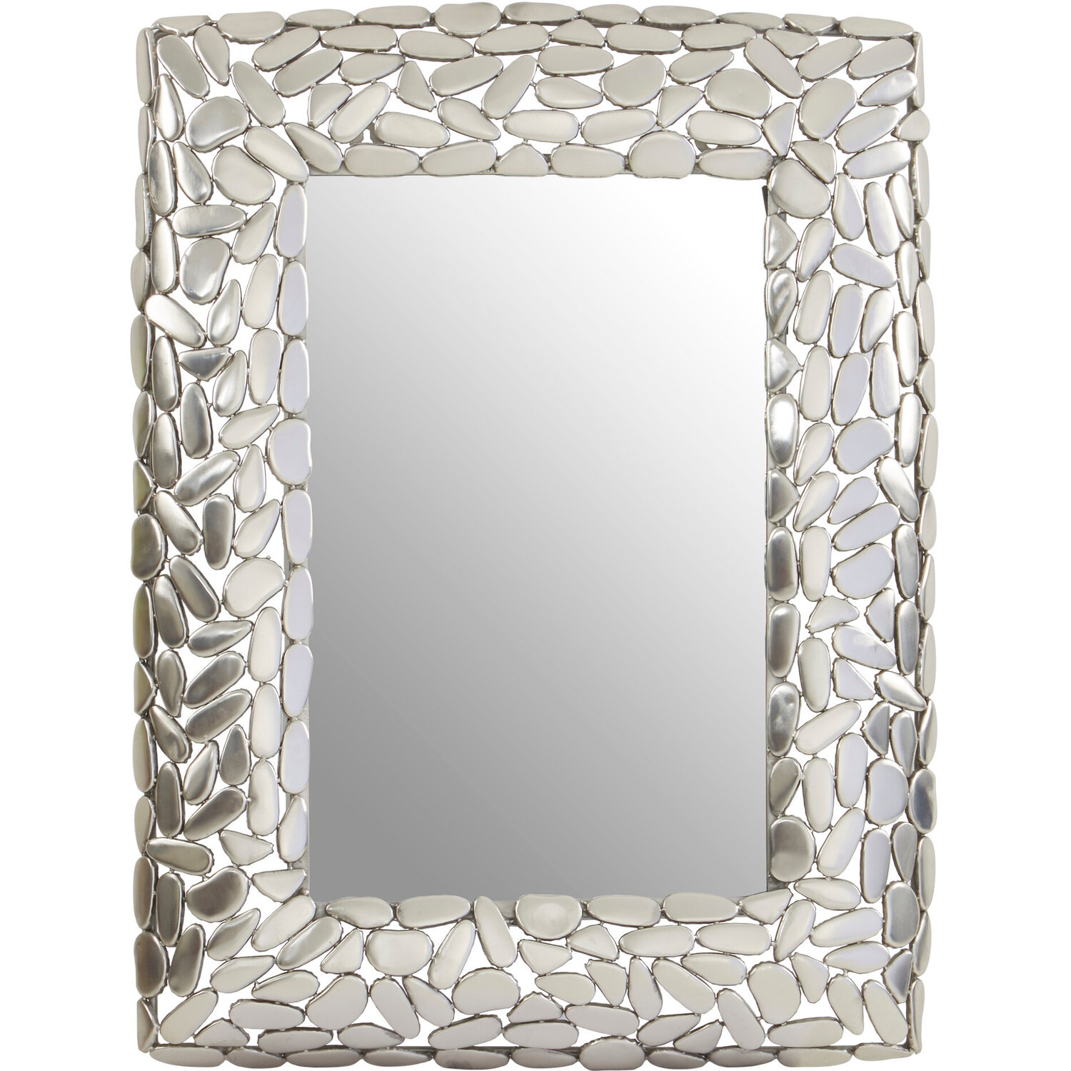 Brussels Baroque Rectangle Silver Wall Mirror - Silver