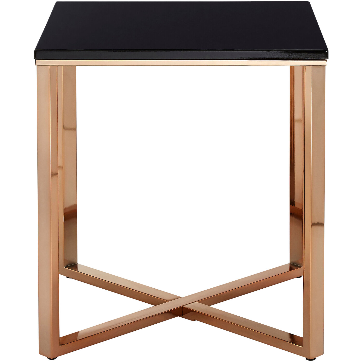 Allure Square Black Faux Marble End Table - Gold